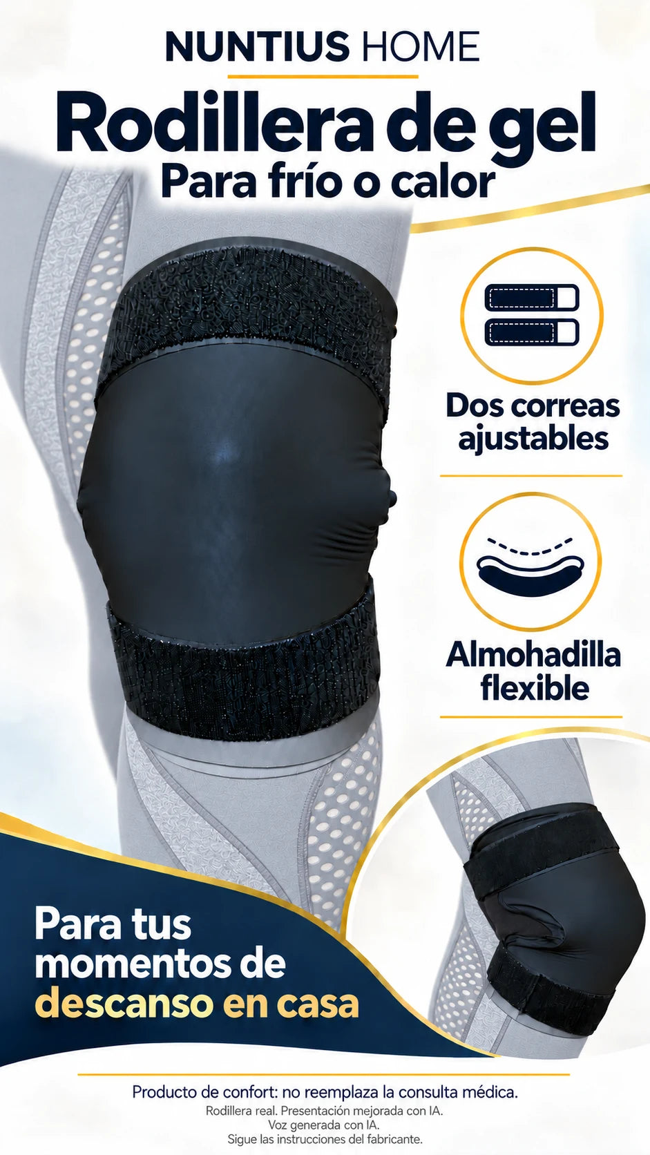 Detalle de la rodillera puesta